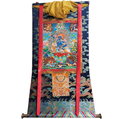 Palden Lhamo / Magzor Gyalmo / Shri Devi Image - Tibetan thangka painting, size reference
