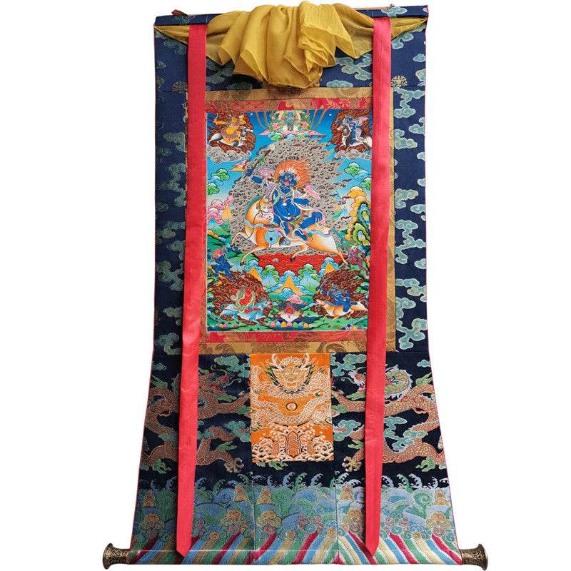 Palden Lhamo / Magzor Gyalmo / Shri Devi Image - Tibetan thangka painting, size reference