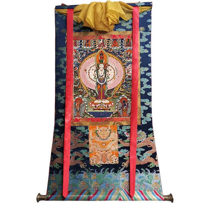 1000 Arms Avalokiteshvara Image - Tibetan thangka painting, size reference