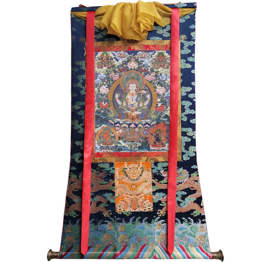 Chenrezig - Tibetan thangka painting, view 9