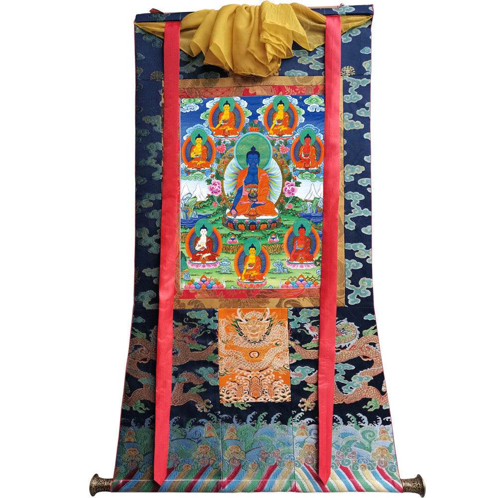 Bhaisajyaguru - Eight Medicine Buddhas - Tibetan thangka painting, view 9