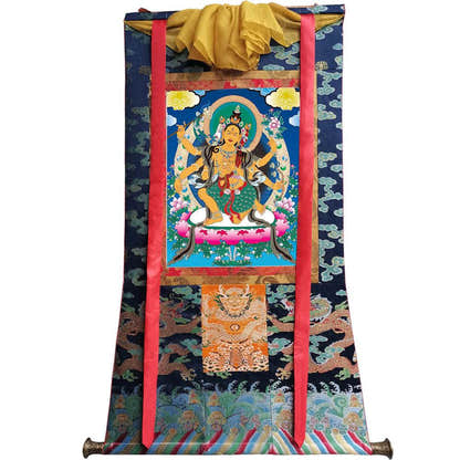 Mind-Parnashavari - Tibetan thangka painting, size reference
