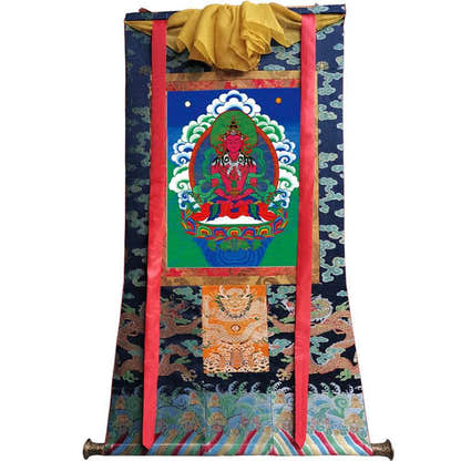 Amitayus Image - Tibetan thangka painting, size reference