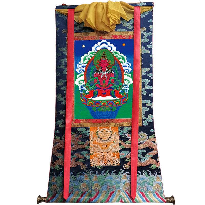Amitayus Image - Tibetan thangka painting, size reference