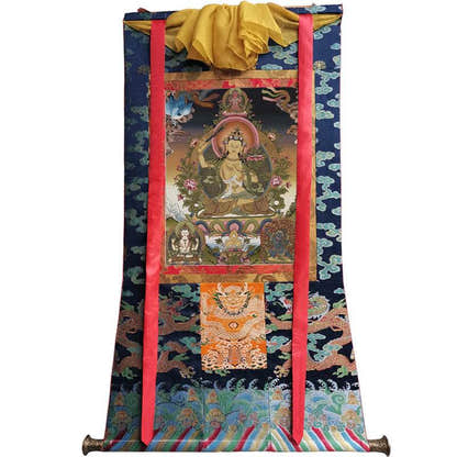 Manjusri Image - Tibetan thangka painting, size reference