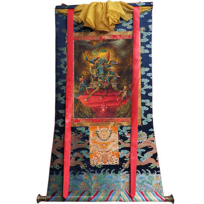 Palden Lhamo / Magzor Gyalmo / Shri Devi - Tibetan thangka painting, size reference