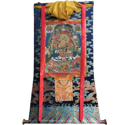 Vaisravana Image - Tibetan thangka painting, size reference