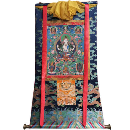 Chenrezig - Tibetan thangka painting, view 9