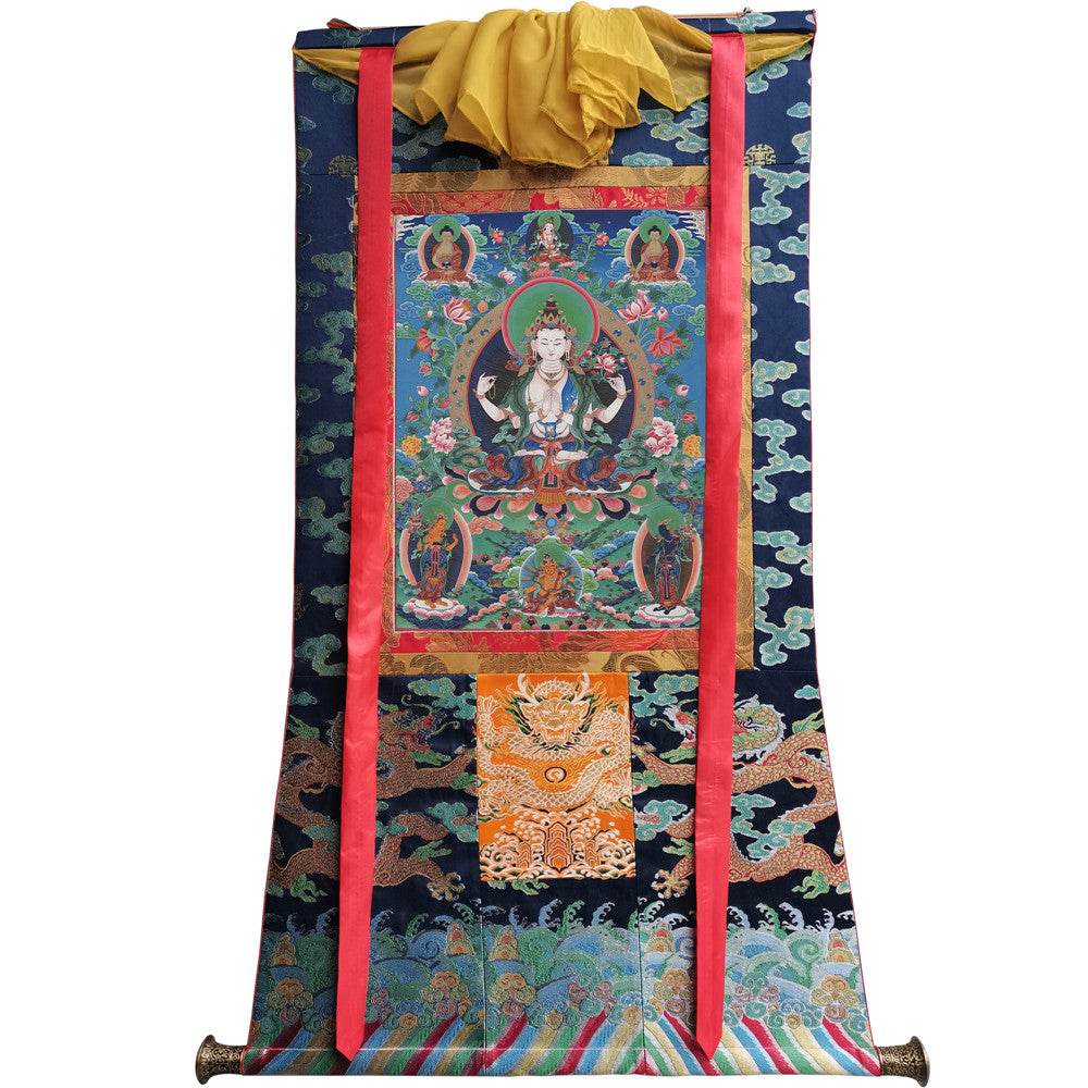 Chenrezig - Tibetan thangka painting, view 9