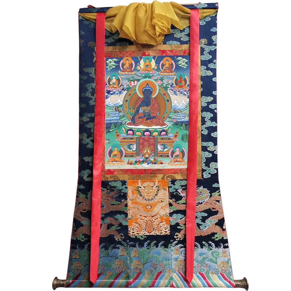 Bhaisajyaguru - Eight Medicine Buddhas - Tibetan thangka painting, view 9
