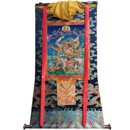 Mahakala Image - Tibetan thangka painting, size reference