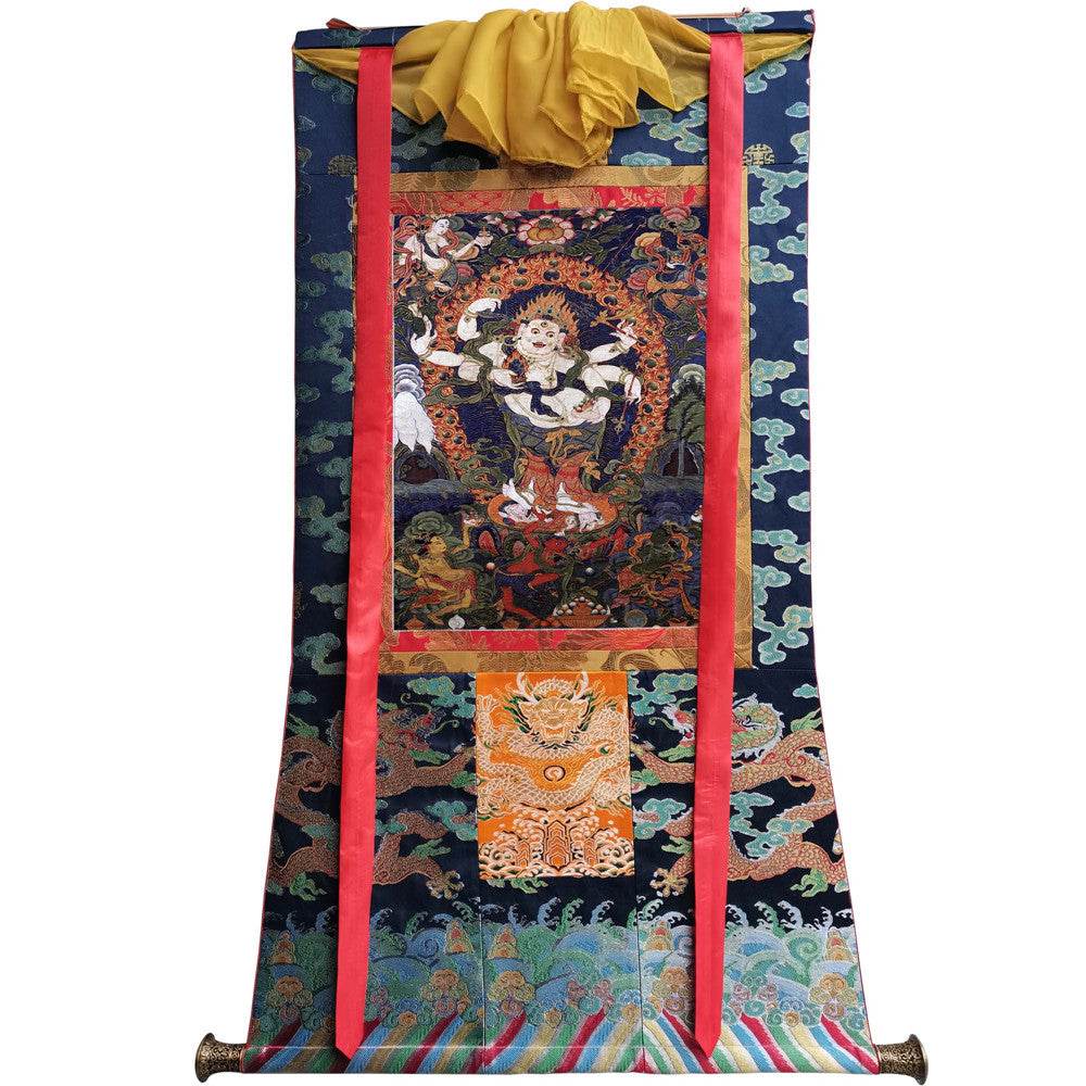 White Mahakala - 17th Century Old Version - Tibetan thangka painting, view 9