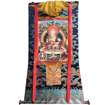 Vajrasatva Image - Tibetan thangka painting, size reference