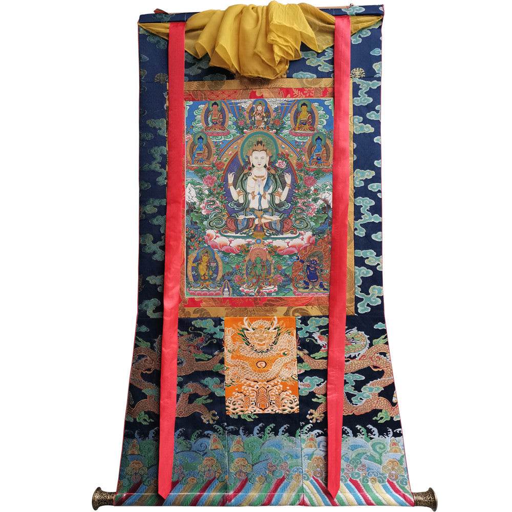 Chenrezig - Tibetan thangka painting, view 9