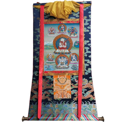 Vajrasattva in Yab Yum - Tibetan thangka painting, size reference
