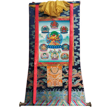 Manjusri Image - Tibetan thangka painting, size reference