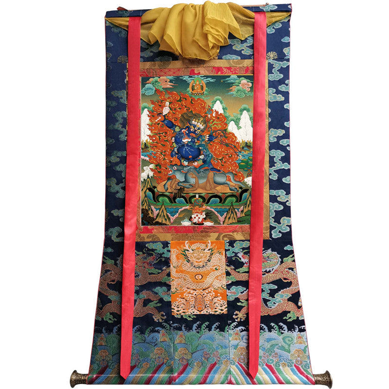 Yamantaka \ Vajrabhairava Image - Tibetan thangka painting, size reference