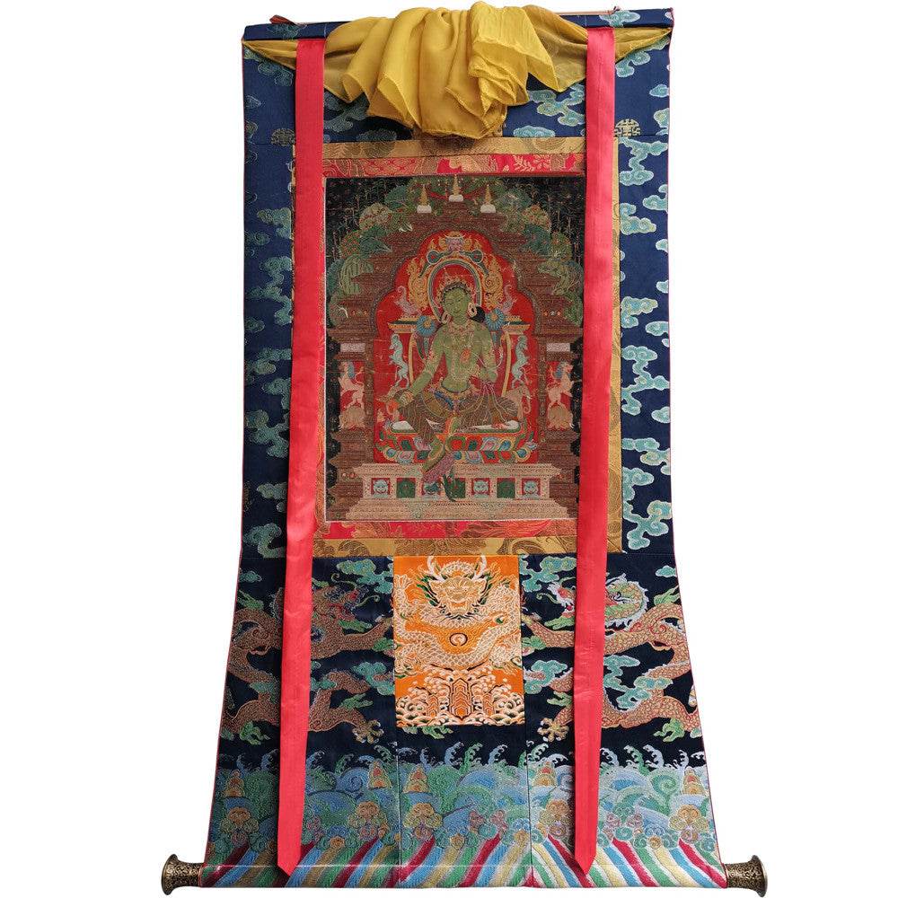 Green Tara - 13th Century - Tibetan thangka painting, view 9