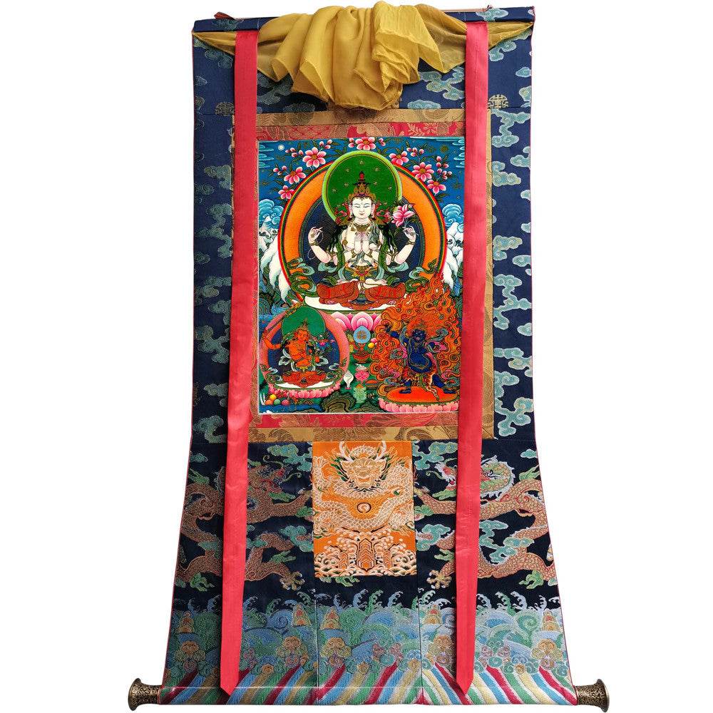 Chenrezig - Tibetan thangka painting, view 9
