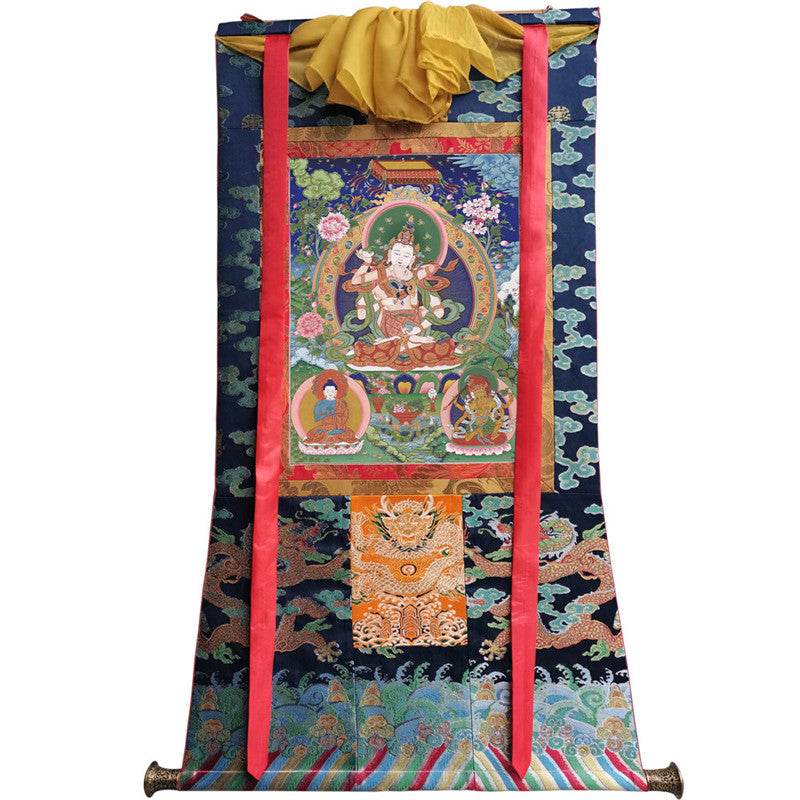 Vajrasatva in Yab Yum Image - Tibetan thangka painting, size reference