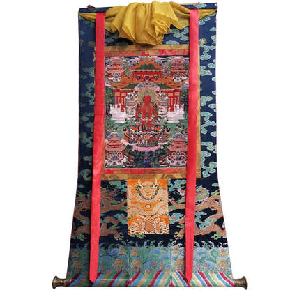 Amitayus - the Buddha of Longevity - Tibetan thangka painting, view 9