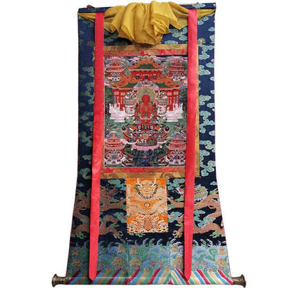 Amitayus Image - Tibetan thangka painting, size reference