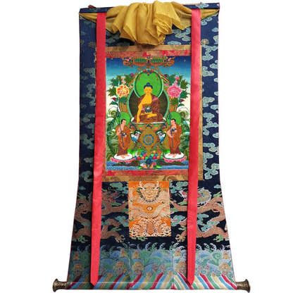 Shakyamuni Image - Tibetan thangka painting, size reference