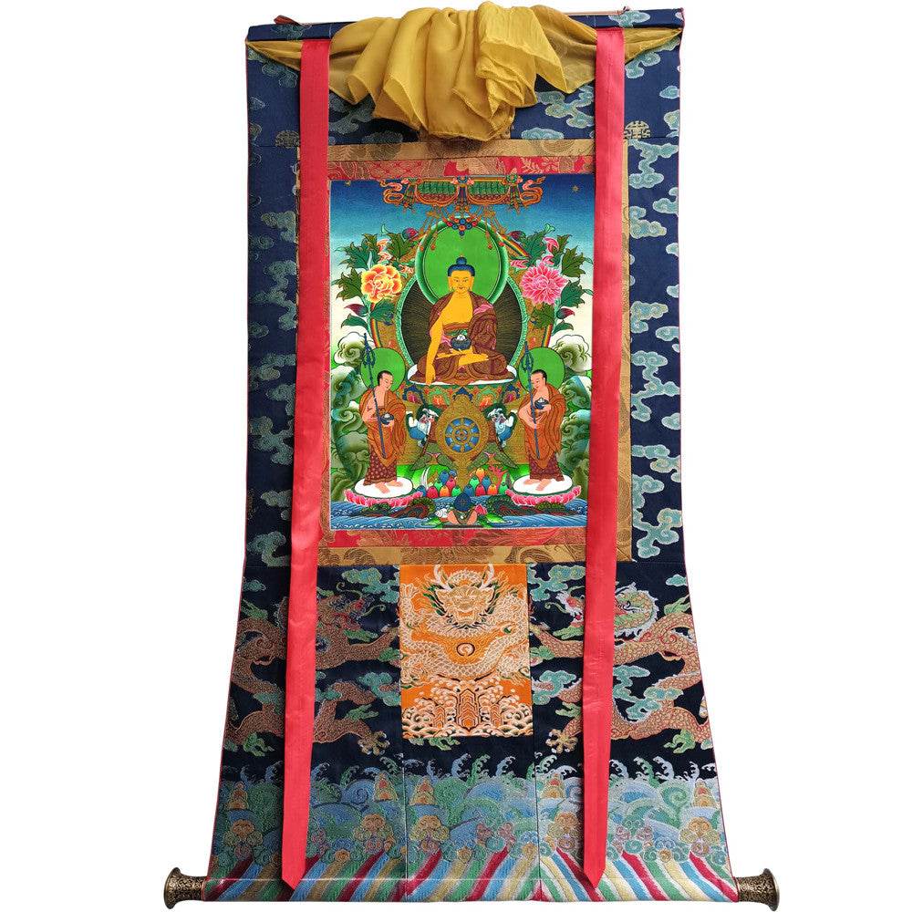 Shakyamuni Image - Tibetan thangka painting, size reference