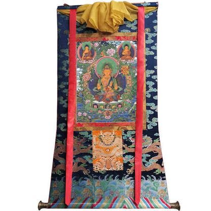 Avalokitesvara Image - Tibetan thangka painting, size reference