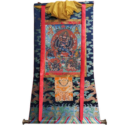 Yamantaka \ Vajrabhairava Image - Tibetan thangka painting, size reference