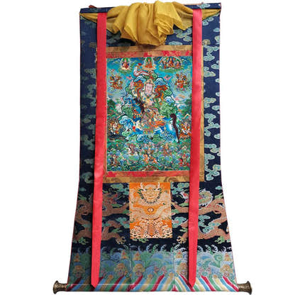 King Gesar - Tibetan thangka painting, size reference