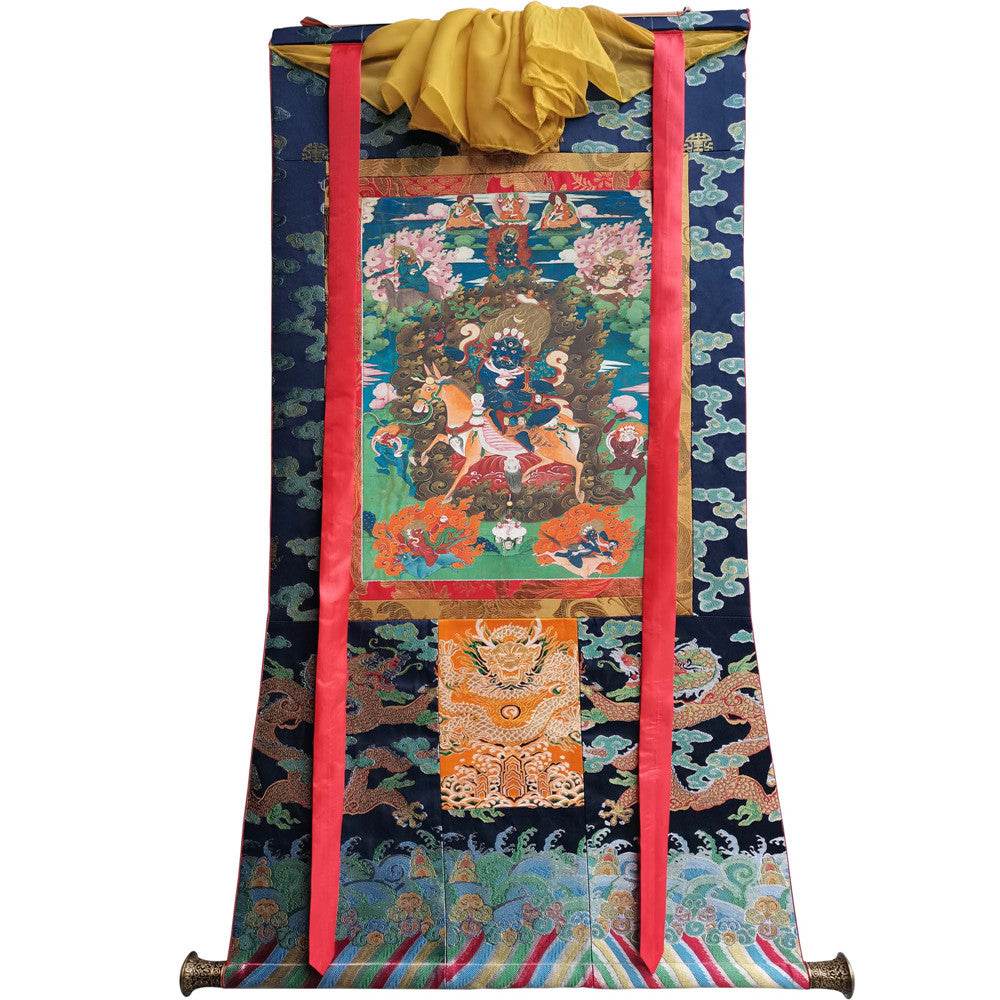Palden Lhamo / Magzor Gyalmo / Shri Devi - 18th Century - Tibetan thangka painting, size reference