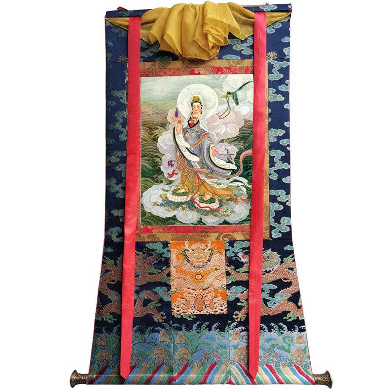 Avalokitesvara Image - Tibetan thangka painting, size reference