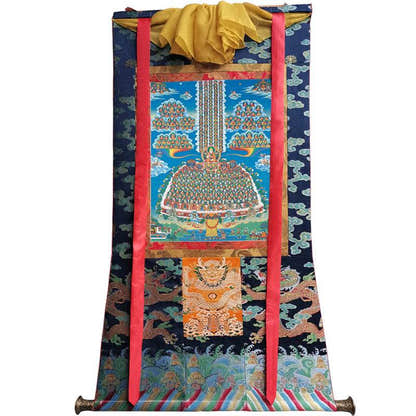 Je Tsongkhapa Refuge Tree Image - Tibetan thangka painting, size reference