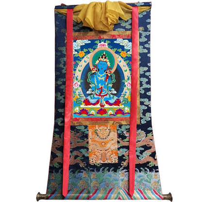 Vajrasatva Image - Tibetan thangka painting, size reference