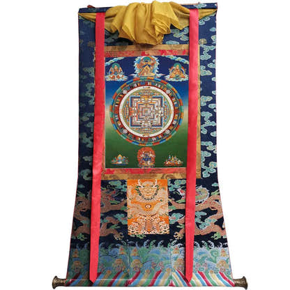 Kalacakravajra Mandala Image - Tibetan thangka painting, size reference
