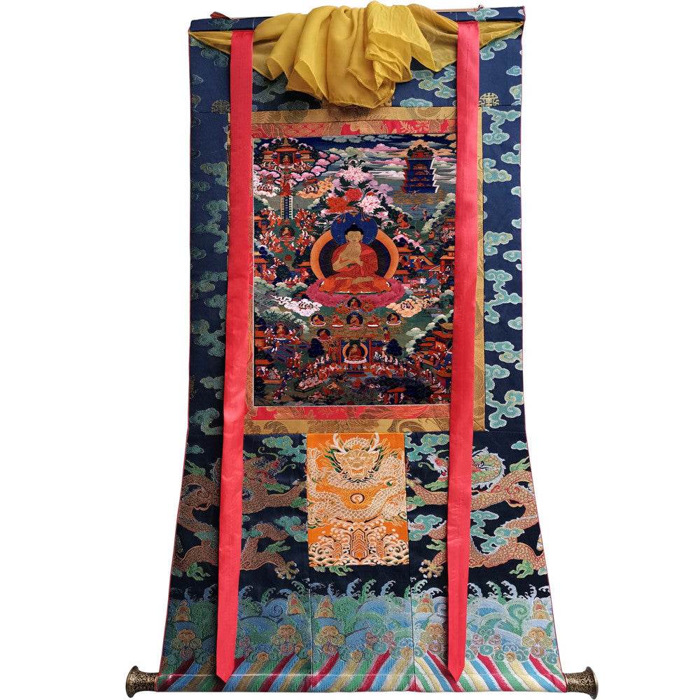 Shakyamuni Image - Tibetan thangka painting, size reference