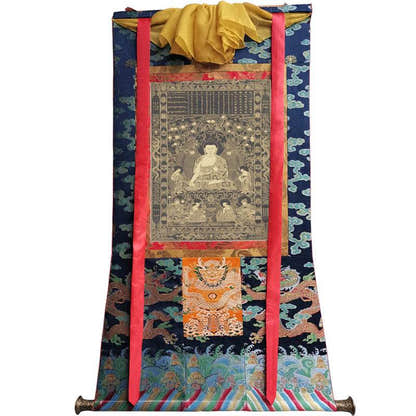 Kassapa Buddha Image - Tibetan thangka painting, size reference