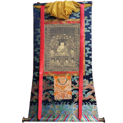 Shakyamunia Buddha Image - Tibetan thangka painting, size reference