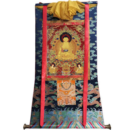 Shakyamuni Image - Tibetan thangka painting, size reference