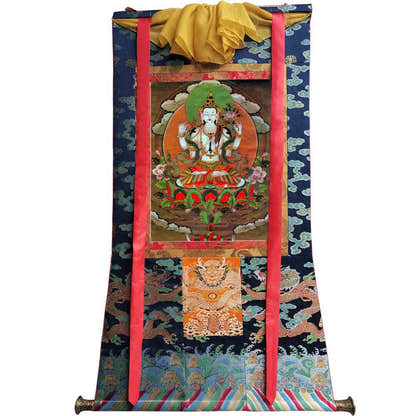 Chenrezig - Tibetan thangka painting, view 9