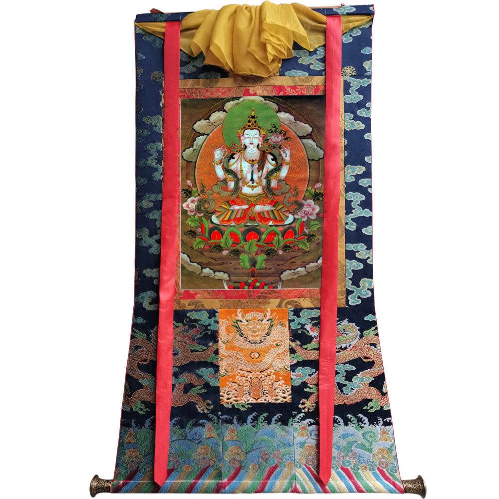 Chenrezig - Tibetan thangka painting, view 9