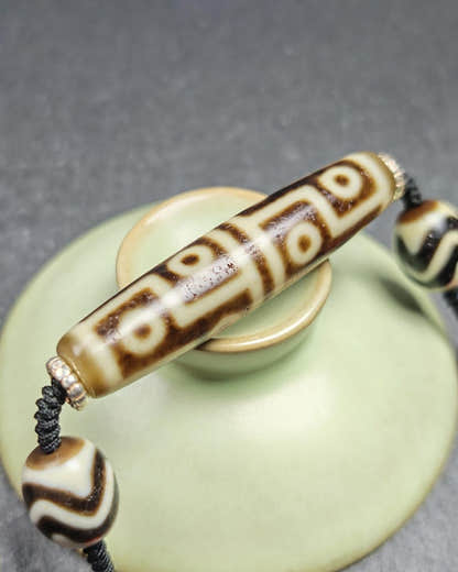 Antique 12 Eyes Dzi Bead Necklace - Tibetan Buddhist bead necklace, view 10