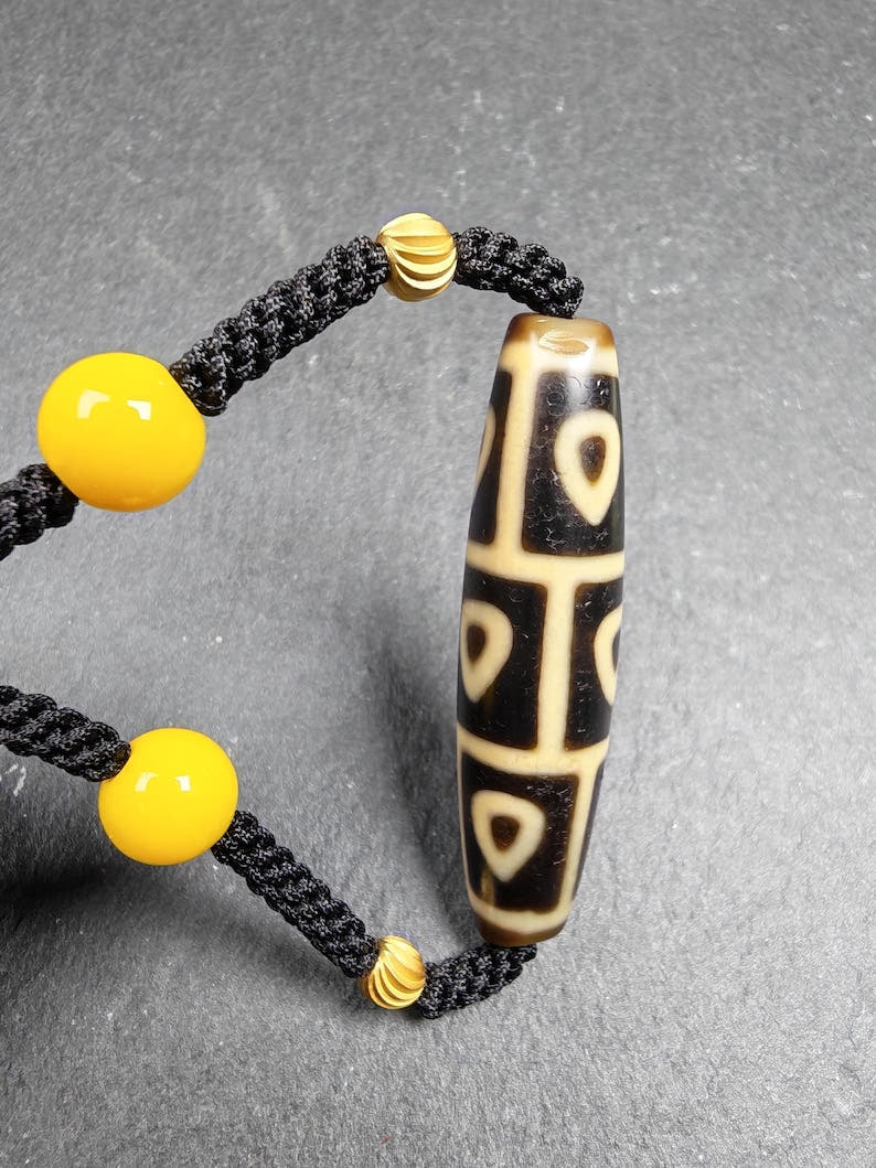 Antique 9 Eyes Bodhi Heart Dzi Necklace - 53 - Tibetan Buddhist bead necklace, view 8