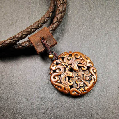 Kirtimukha Pendant,Dragon Badge - Tibetan Buddhist art, view 7