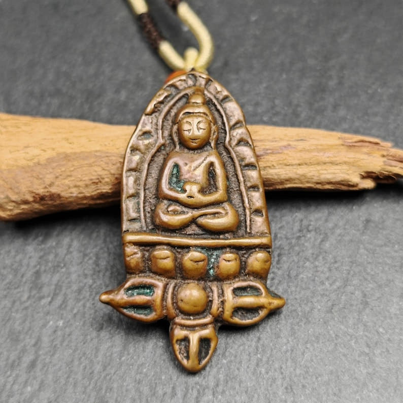 Tibetan Buddhist Amulet - Tibetan Buddhist amulet, front view