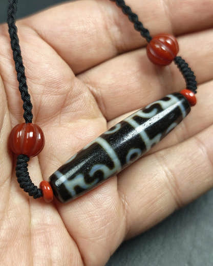 Dzi Neckalce - Guru Rinpoche Three Realms 3 Eyes Dzi Bead,50 - Tibetan dzi bead, view 13