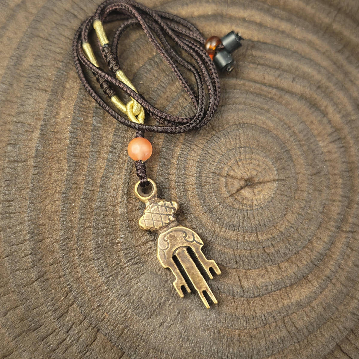 Antique Tibetan Key of Heart Amulet: Handmade Lima Brass Gandhanra Pendant