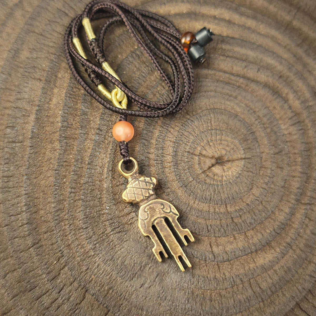 Antique Tibetan Key of Heart Amulet: Handmade Lima Brass Gandhanra Pendant