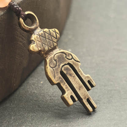 Antique Tibetan Key of Heart Amulet: Handmade Lima Brass Gandhanra Pendant